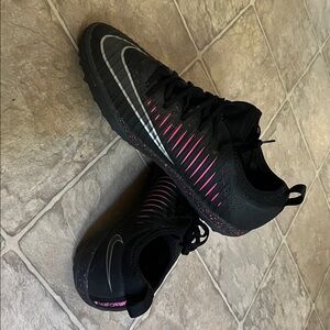 Nike Black and Pink Indoor Soccer Shoes